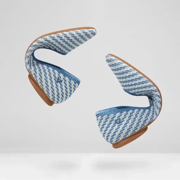 Denim Stripe Aria 5 degrees Pointed Toe Ballet Flats - Picture 14 of 16